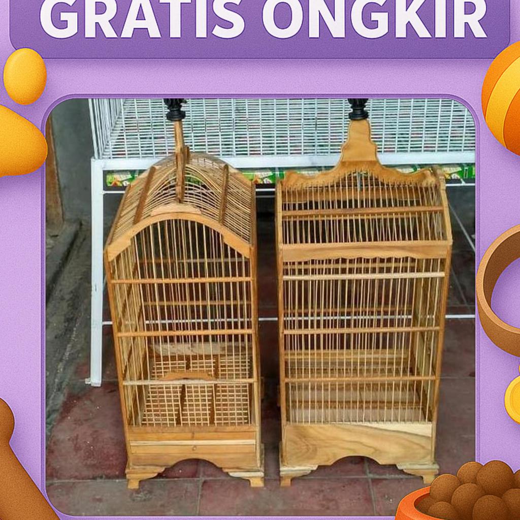 Kandang Burung Kotak Kecil Mentahan Kayu Jati P26 Cm Xl 23 Cm Ful Set