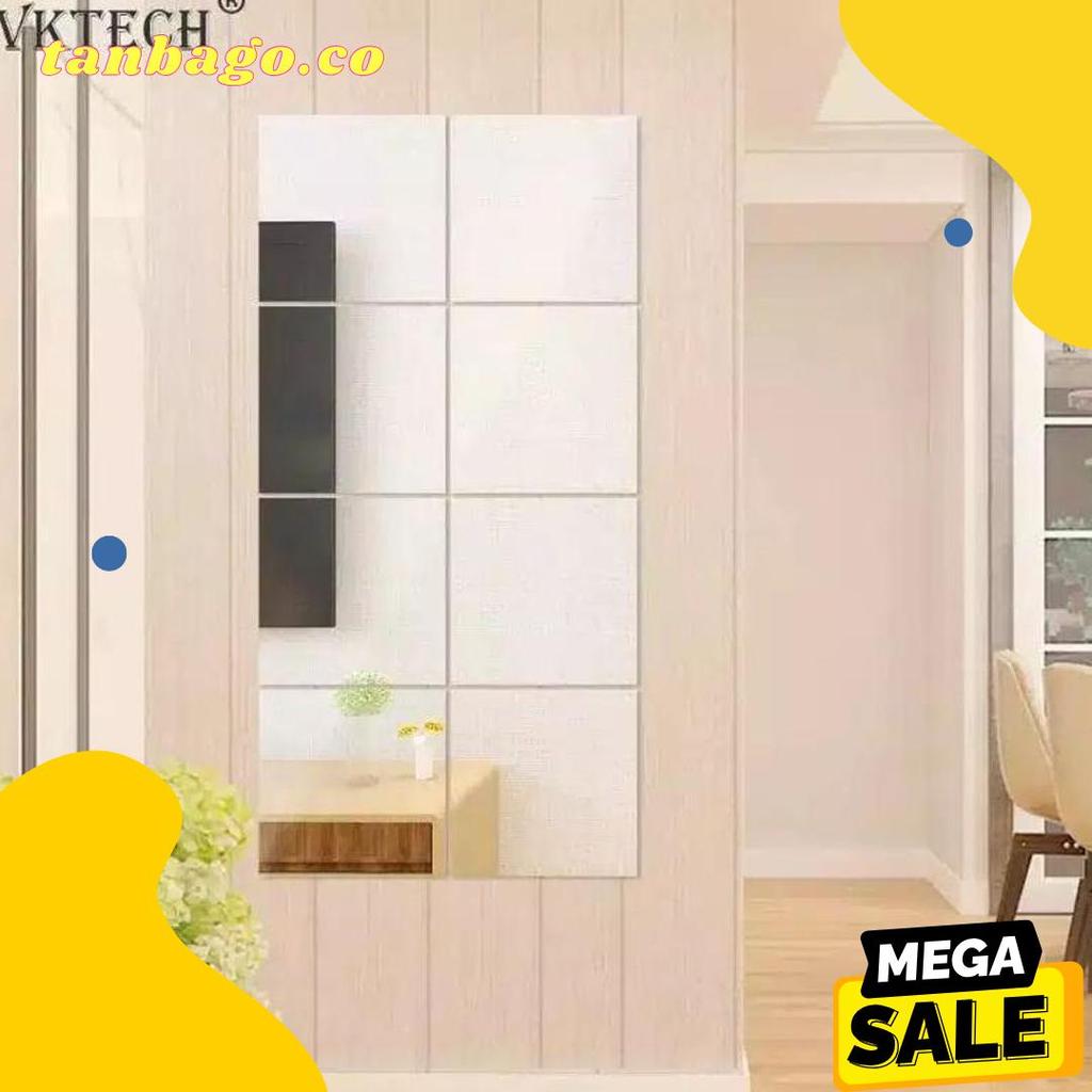 50% Off [Real Kaca] Kaca Square Persegi Kotak Cermin Dinding Tempel Rso