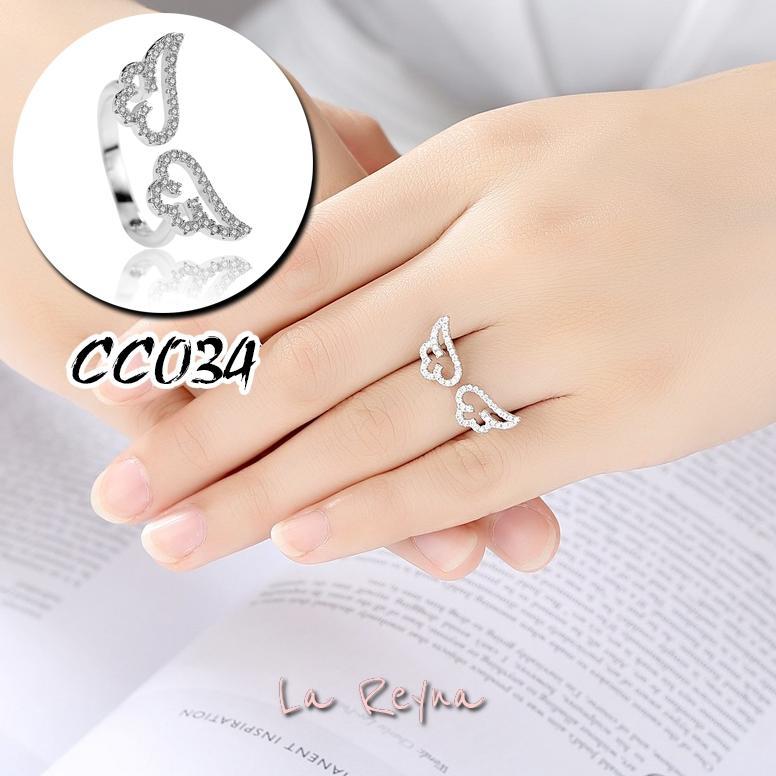 Pakaian Wanita- Cincin S925 Wanita Korea Angel Wings Crystal Cc034 - Lingerie - Baju Dinas Malam - B