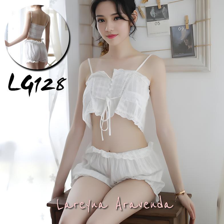 Pakaian Wanita- Set Lingerie + Celana Pendek Seksi Model Two Piece Charming Lace Lg128 - Lingerie - 