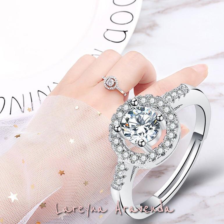 Pakaian Wanita- Cincin Wanita S925 Korea Mata Kristal Crystal Mewah Cc014 - Lingerie - Baju Dinas Ma