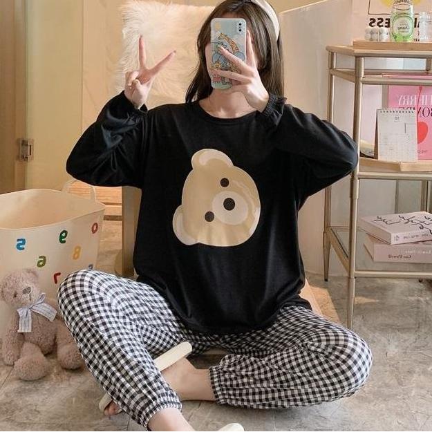 Promo [Hallyu] Baju Tidur Wanita Joger Lengan Panjang | Piyama Wanita Deewasa Joger | Baju Tidur Dew