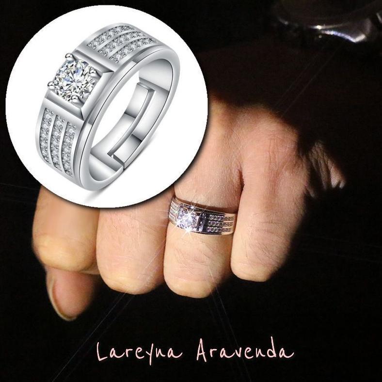 Pakaian Wanita- Cincin Pria Silver S925 Model Kristal Crystal Mewah Cc019 - Lingerie - Baju Dinas Ma