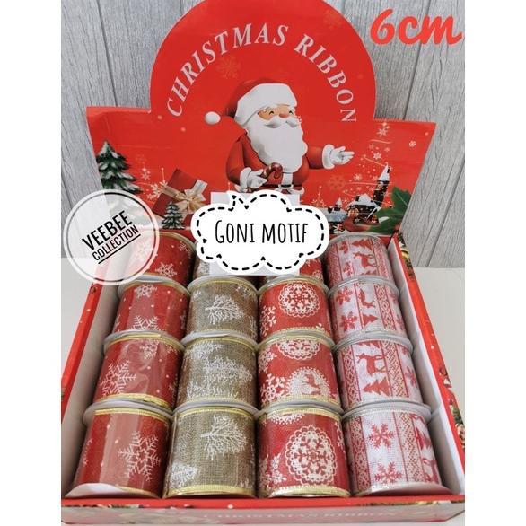 Terlaris Pita Motif Natal 6Cm Goni Motif Tile Motif/ Pita Roll Natal/ Ribbon