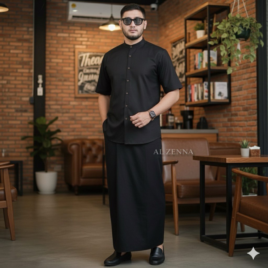 Setelan SARKO Sarung Dan Koko Lengan Pendek Dewasa Sarung Polos Koko lengan Pendek Polos
