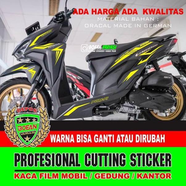 Promo Cutting Sticker Vario 150 New Hitam Putih Merah Biru Diskon