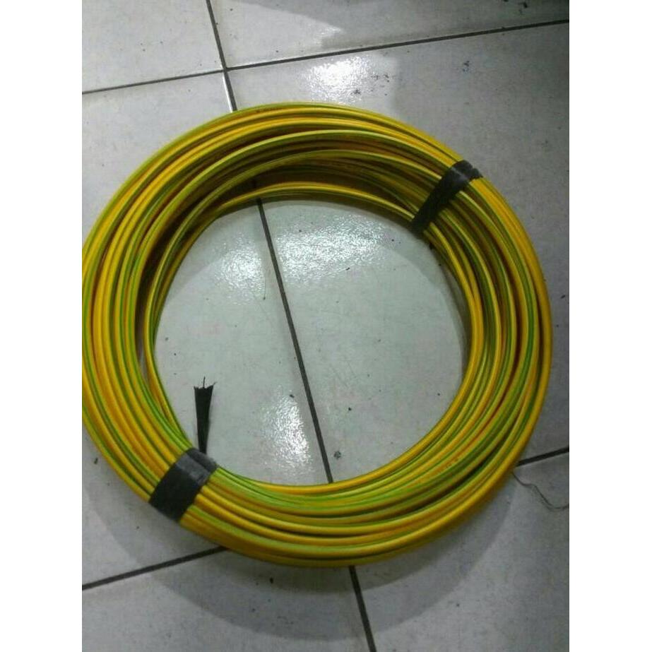 KABEL TUNGGAL NYA 10 MM KUNING HIJAU PER ROLL 100MTR