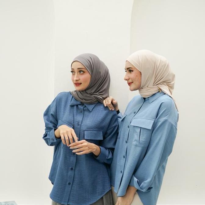 Promo Kemeja Casual Denim Linen Oversize Wanita Dewasa  By Indra L Bruggman Cod
