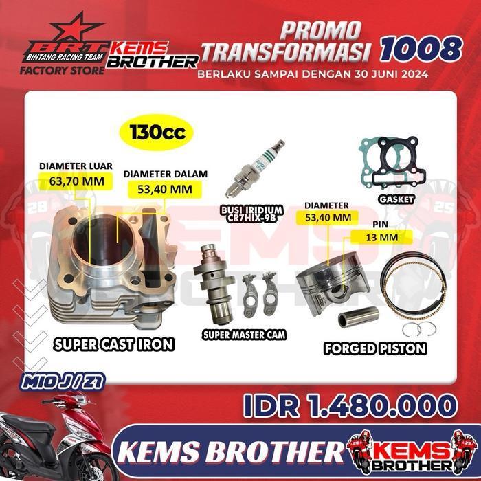 Paket Blok Casting Iron Bore Up 130Cc & 150Cc Original Brt - Mio J, Soul Gt, X-Ride, Fino Original D