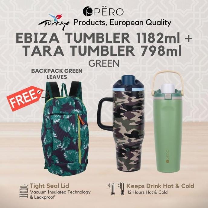 Terlaris [Jordi Onsu]  Pero Bundling Tara Tumbler 798Ml + Ebiza Tumbler 1182Ml Free Backpack