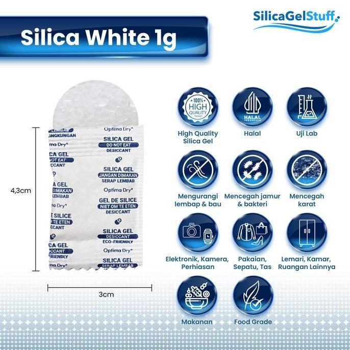 SILICA GEL WHITE 1 KG TERSERTIFIKASI UNTUK BARANG DAN MAKANAN
