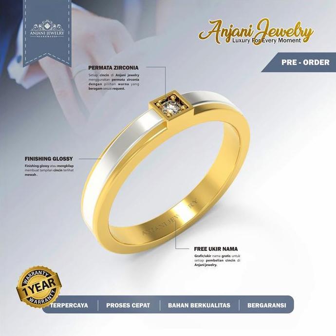 Cincin Kawin Perak Pria Free ukir nama dan kotak cincin