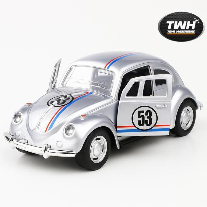 TWH DIECAST MAINAN MOBIL VW BEETLE HERBIE 53 SKALA 1:38 BAHAN METAL HADIAH KADO & KOLEKSI