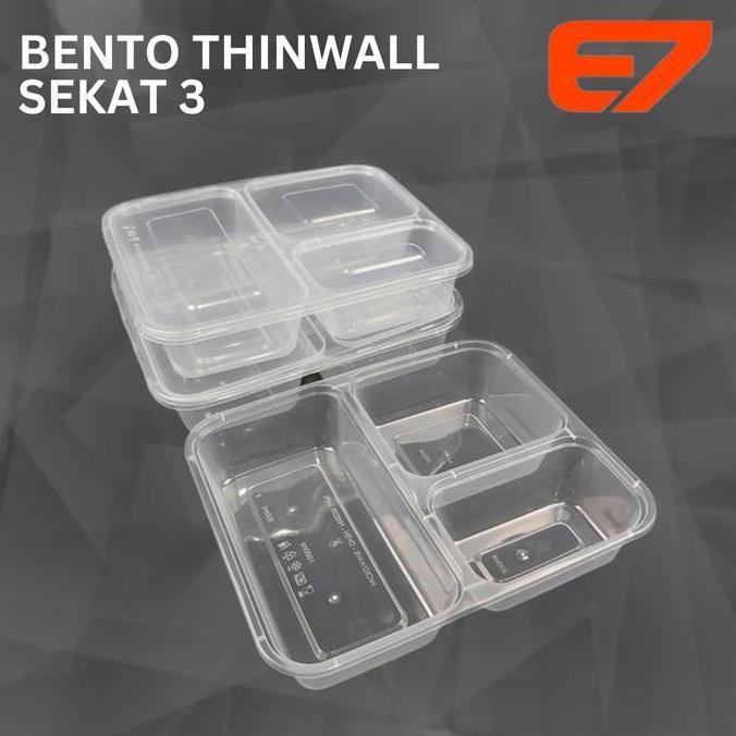 New- Lunch Box Thinwall Victory Sekat 3 - Thinwall Bento Plastik