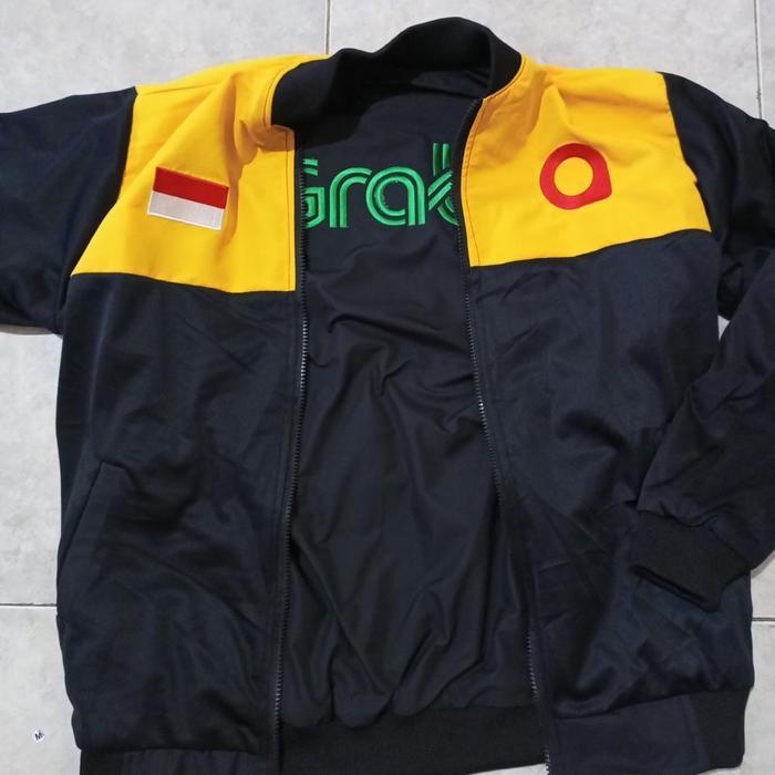 Jaket Hitam Double Akun Grab Bolak Balik Maxim Bordir Saku Luar Dalem Resleting Bolak Balik Keren Ne