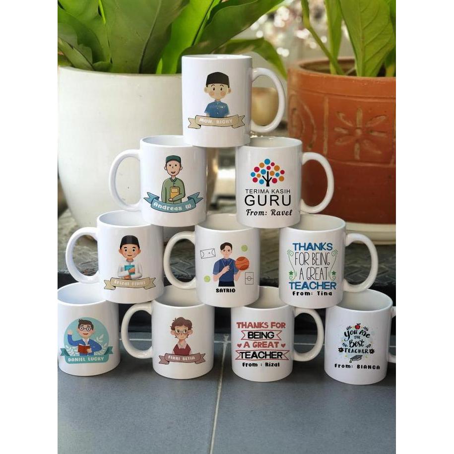 Mug Custom Tema Guru / Kado Guru / Hadiah Guru - terima kasih guru ( COWOK ) MUG GURU COWOK CUSTOM /