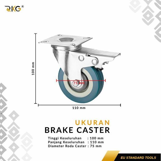 Roda Caster PVC Troli 3 Inch Furnitur Rak Serbaguna Industrial Caster