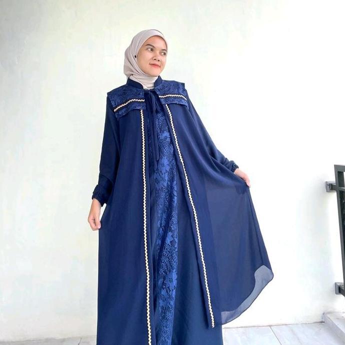 YUNA x Azkia Dress Wanita Terbaru Elegan mewah Bahan Twill Exclusive mix Rompi ceruty Brokat premium