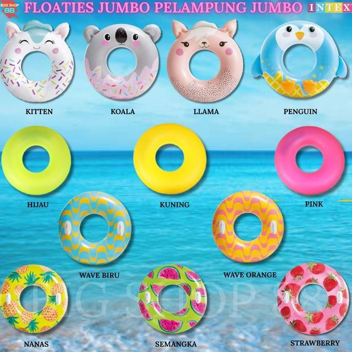 INTEX BAN PELAMPUNG RENANG ANAK DEWASA JUMBO SWIM RING BIG BESAR BULAT RING DONAT INFLATABLE FLOATIE