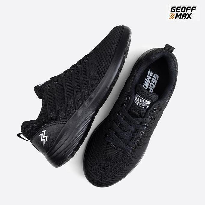 Geoff Max - At-693 All Black | Sepatu Olahraga Hitam Pria Wanita Sport Shoes Sneakers Casual Kerja