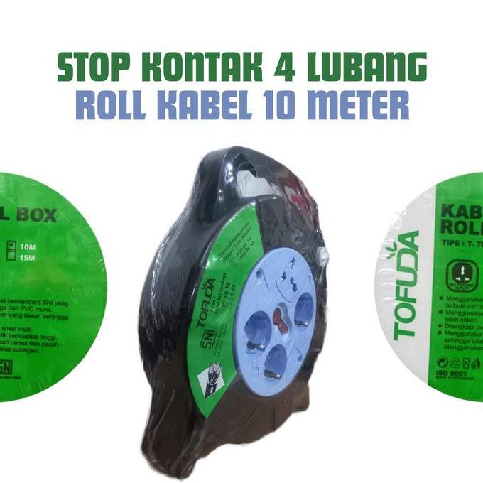 Roll Kabel 10 Meter Tofuda Colokan Listrik 4 Lubang Multi Kabel Roll 10 Meter Cuk  Roll