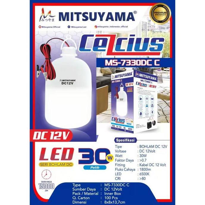 Lampu Aki 12V 30 Watt Mitsuyama Ms-7330Dc Celcius Bohlam Led Dc 30Watt
