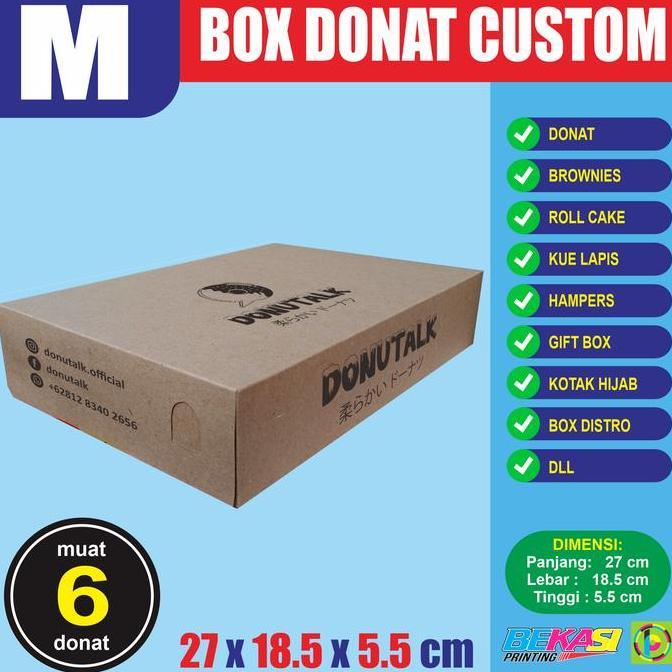 Terlaris Ddc-M Cetak Custom Dus Donut Isi 6 / Box Donat Kraft Foodgrade 27X18.5X5.5