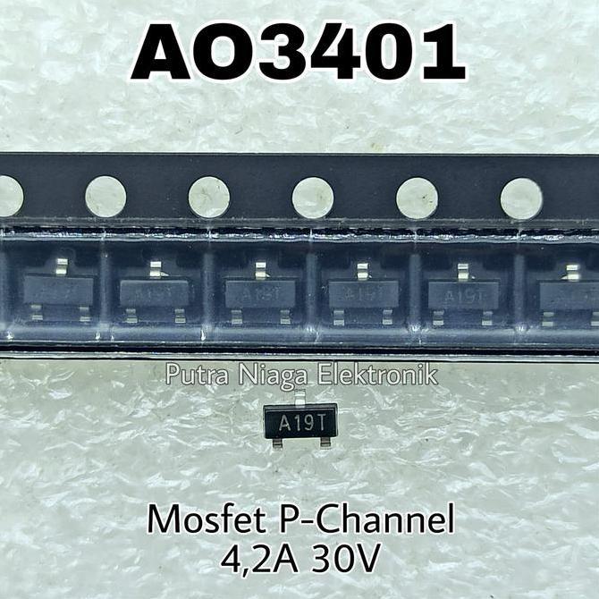 (10) AO3401 SMD Power Mosfet P Channel SOT23 / AO 3401 P-Ch 4,2A 30V putran1a Buru Order