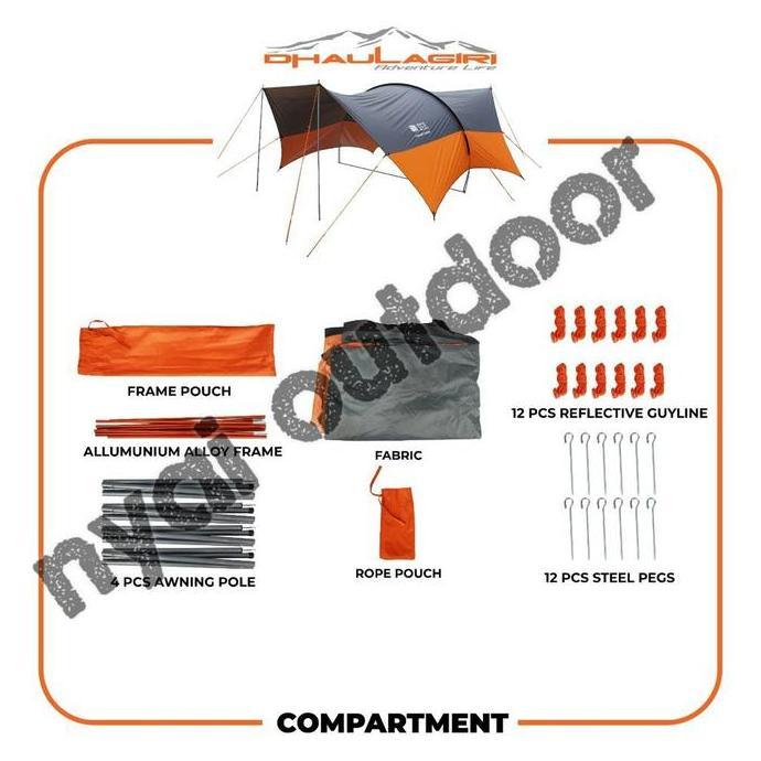 Miliki Awning Tiang Flysheet Set Canopy Dome Tenda Dhaulagiri Camping