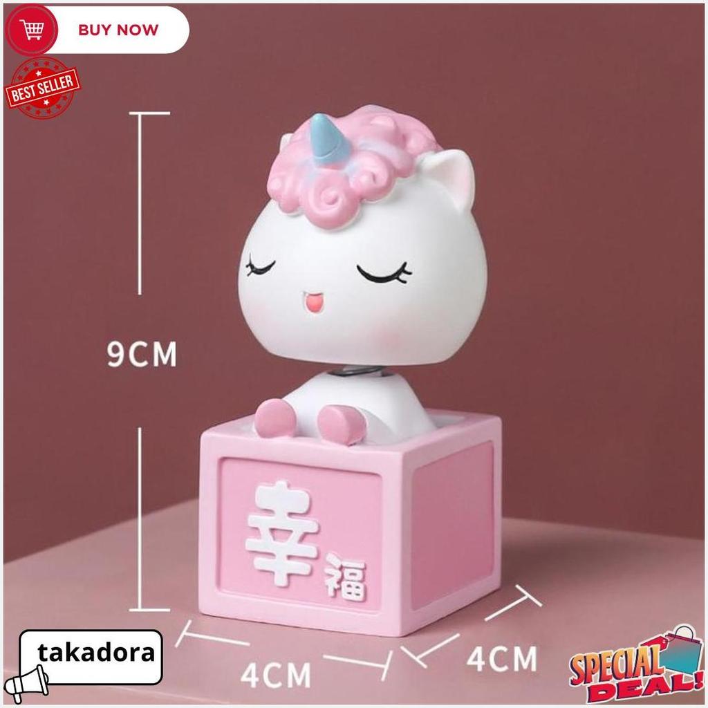 Bobble Head Kepala Goyang - Pajangan Dashboard Mobil Dekorasi Aksesoris Kucing Rusa Unicorn Anjing C