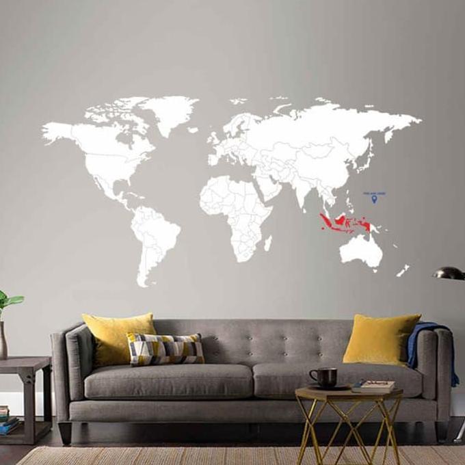 Promo Stiker Dinding Peta Dunia Ukuran Besar Cutting Sticker World Map Travel Big Size Diskon