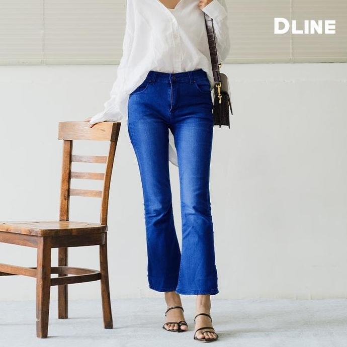 DCelana Cutbray Jeans Panjang Wanita Longpant Denim Polos Fit XXL Bsize Lexi Jean Biru Tua Soft Muda