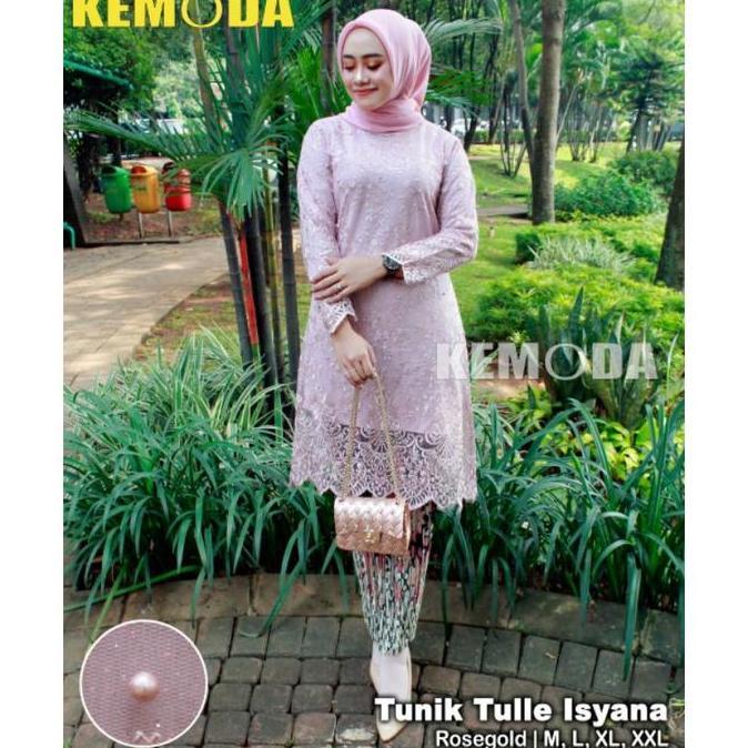 SR Kebaya / Tunik Tulle Bordir / Kebaya Tunik Modern / Baju Pesta Kondangan Setelan Brokat Atasan