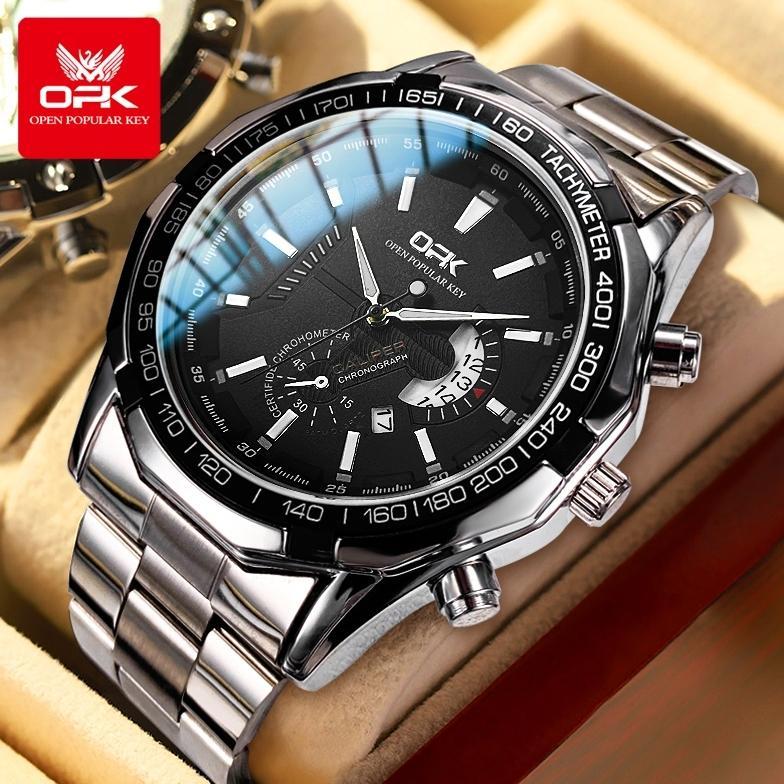 HOT SALE OPK JAM TANGAN PRIA ANTI AIR ORIGINAL RANTAI ANALOG CHAIN STAINLESS TAHAN BISNIS KUARSA NEW