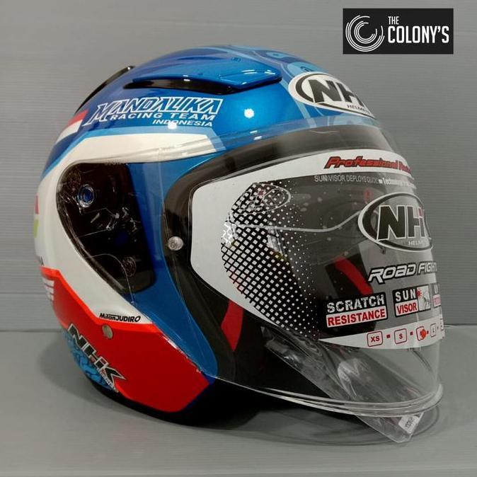 HELM NHK R1 HALF FACE MOTIF SERI MANDALIKA GP EDITION ORI SNI 2 KACA KODE 1347