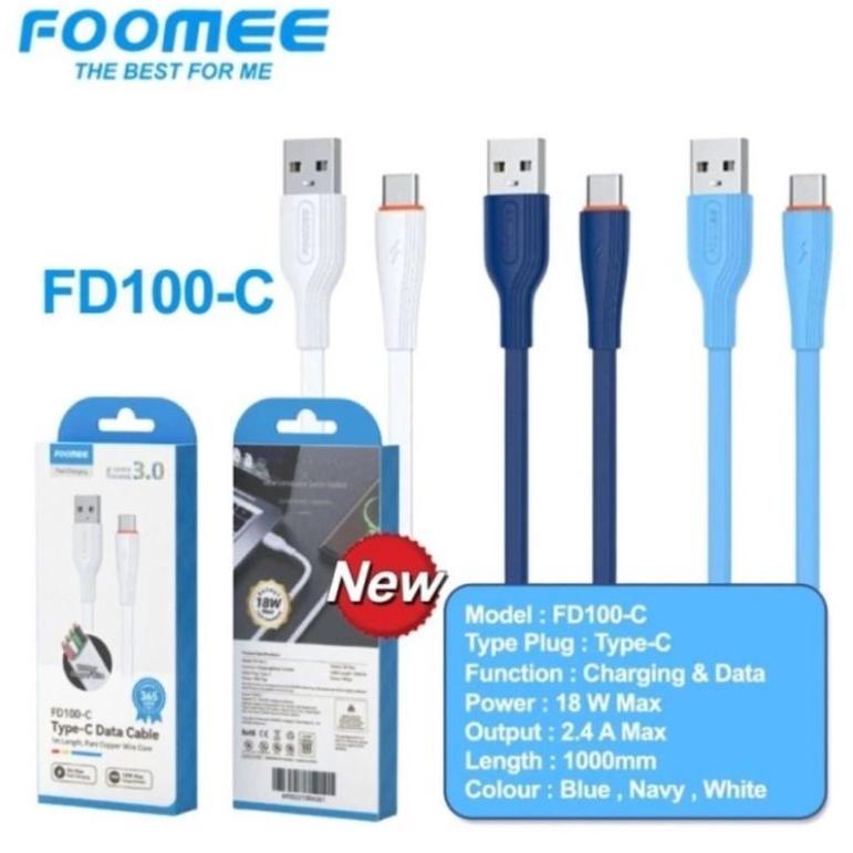 QualityTerbaik- Cable Data Type C Foomee FD100C , Kabel Data Foomee Type C FD100