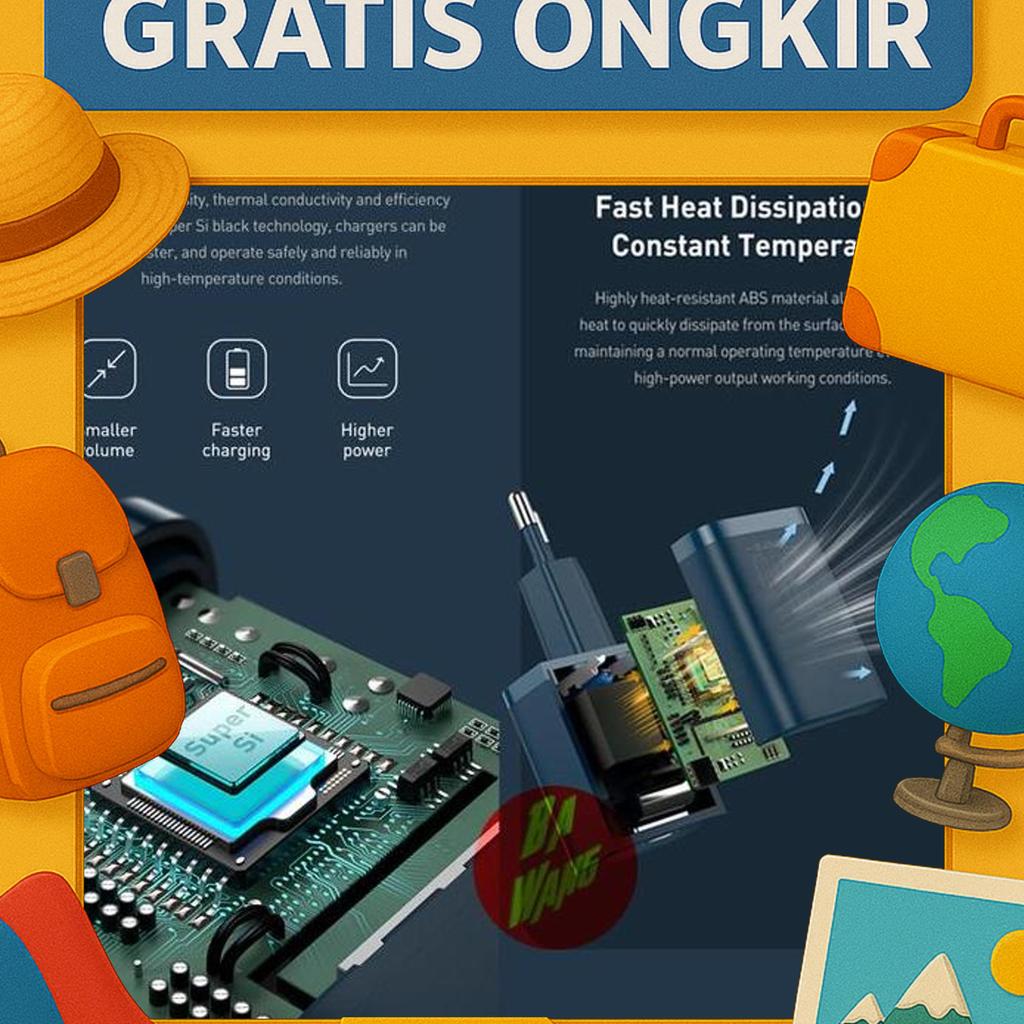 Baseus Charger Adaptor Adapter Super Si Fast Charging 20W