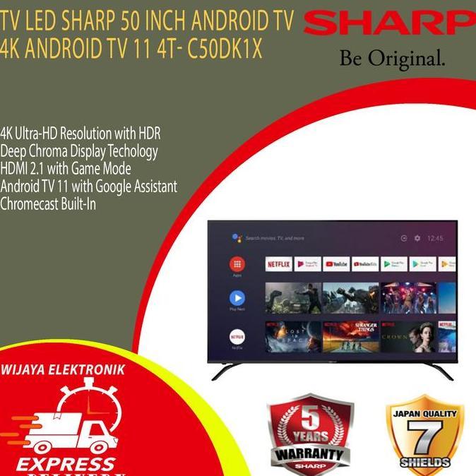 Terlaris Tv Led Tv Sharp 50 Inch 4T-C50Dk1I / Android Tv 11 Uhd 4K