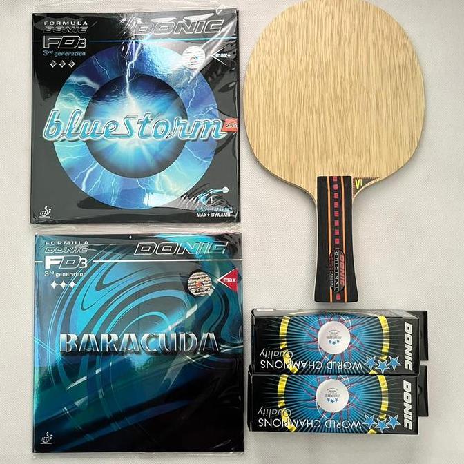 Paket Bat Pingpong Donic Original Senso Carbon + Karet Donic Set