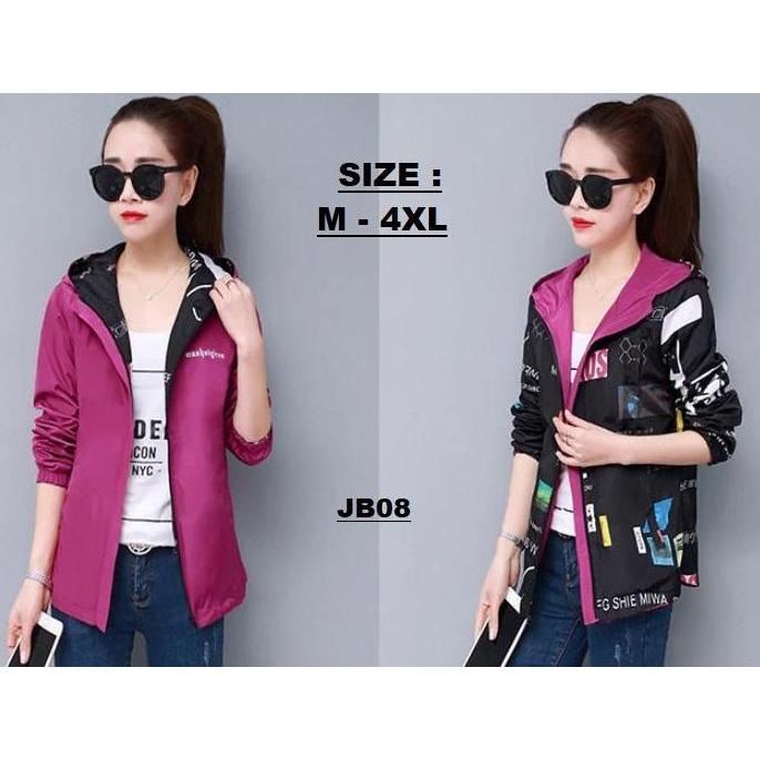 Jacket Wanita Parasut Printed Bolak Balik JB