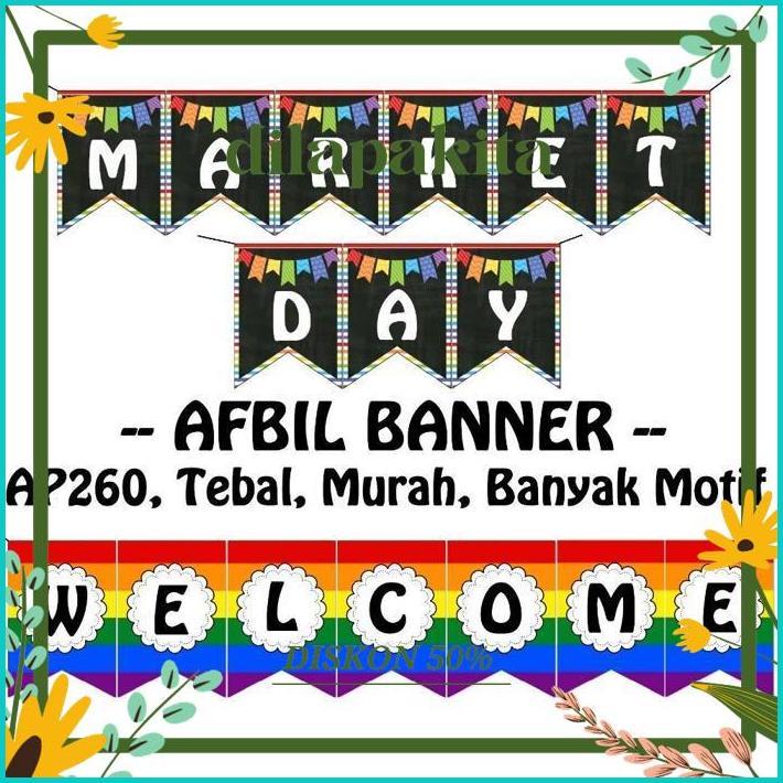 DILAPAKITA BANNER TULISAN MARKET DAY SELAMAT HARI GURU / DEKORASI MARKET DAY LOMBA KELAS HAPPY TEACH