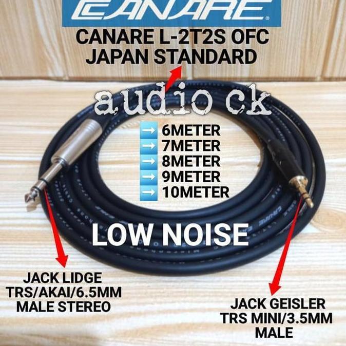 KABEL AUDIO CANARE JACK 3.5MM MALE STEREO TO JACK 6.5MM MALE STEREO 6METER-10METER