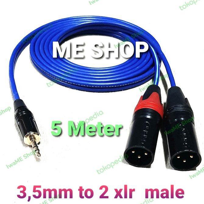 jack audio 3.5mm stereo cabang to 2 xlr canon male 3pin 5M original
