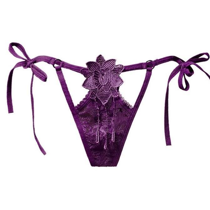 Murah Celana Dalam Wanita Hollow Bunga transparan Tali bisa disesuaikan G String C1880 Non COD