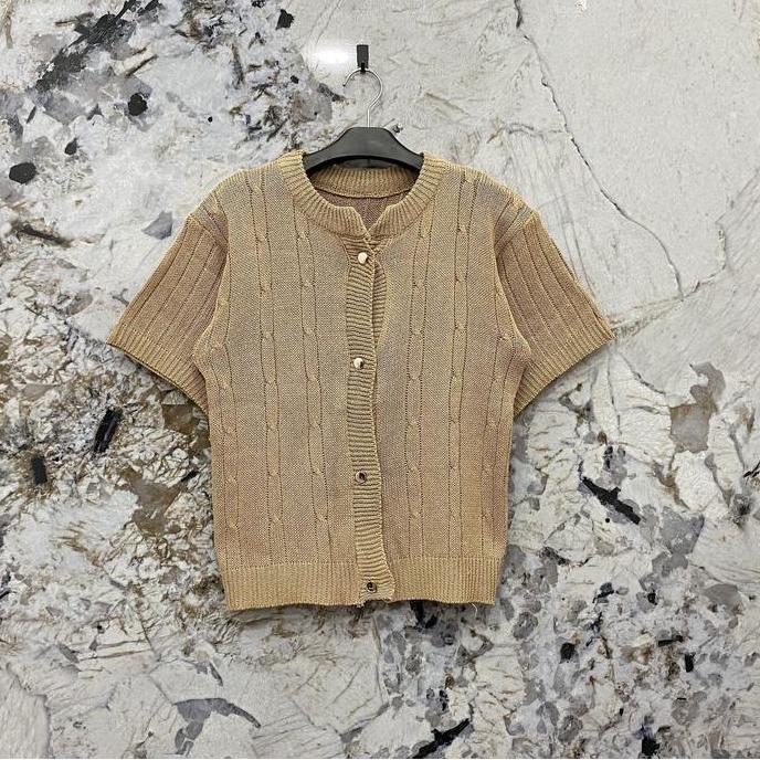 Promo Baju Rajut Cable Timar Atasan Wanita Crop Tangan Pendek Terbaru Kancing Nyaman