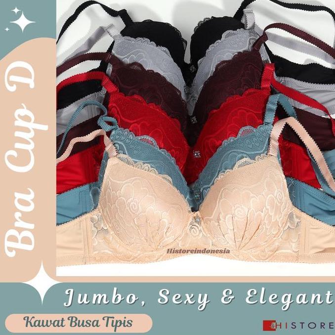 Promo Bra BH JUMBO Cup D Premium Busa Tipis Kawat Sangat Nyaman 858 Tebal Diskon