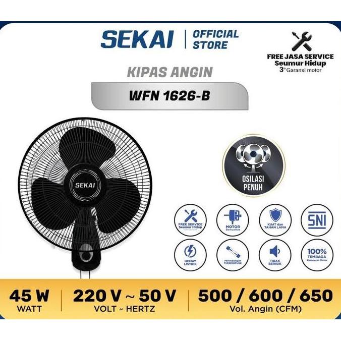 SEKAI Kipas Angin Wall Fan 16" - WFN 1626 WFN1626