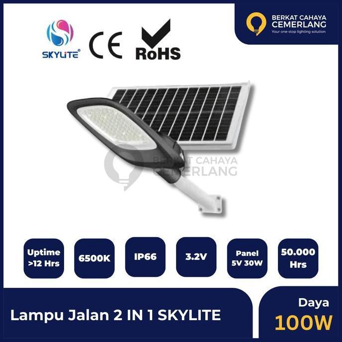 Lampu PJU Solar Cell Skylite 100W 2 IN 1 Lampu Jalan Street Light