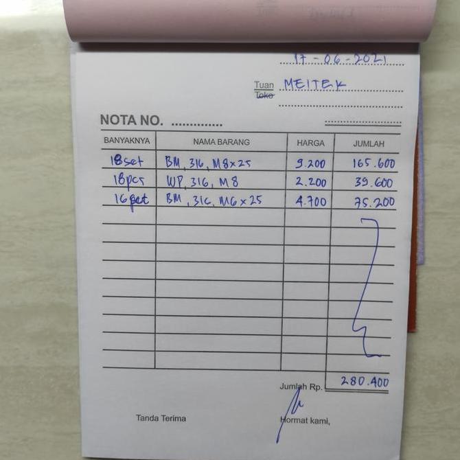 Baut mur dan ring plat SS316 M8x25 dan M6x25 - Pesanan khusus