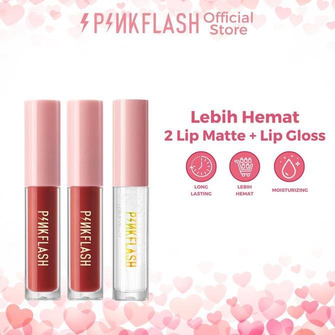 New- PINKFLASH #OhMySeries 2 Pcs Ombre Lip Matte + Lip Gloss Bundle Set